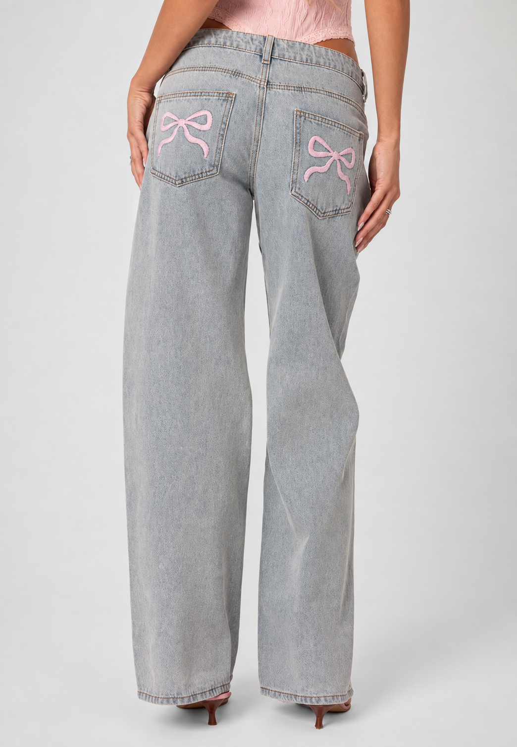 Damesjeans met lage taille, wijde pijpen en lange lengte - Kerstin