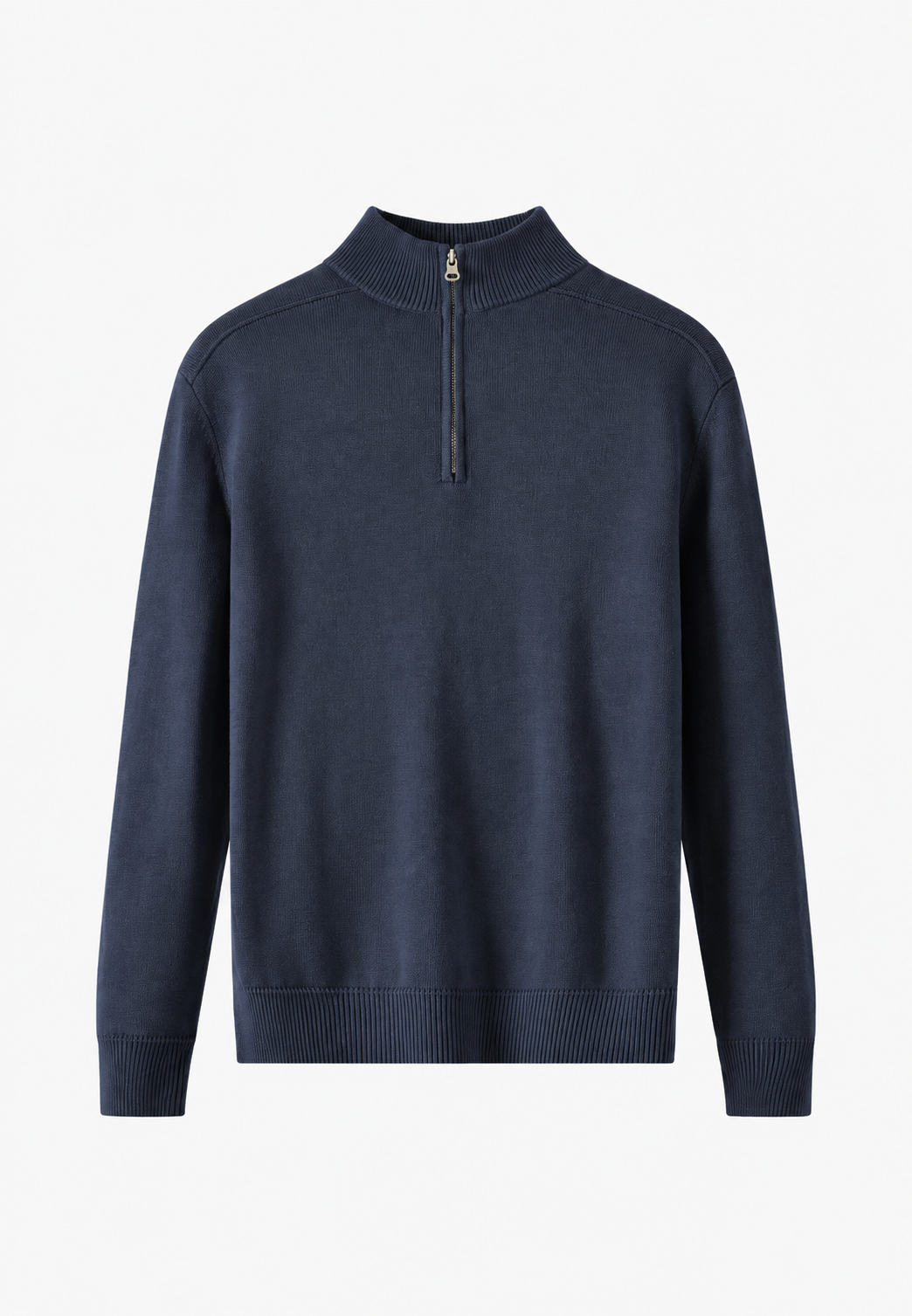 Herenpullover van merinowol met halve rits en hoge kraag - Florent