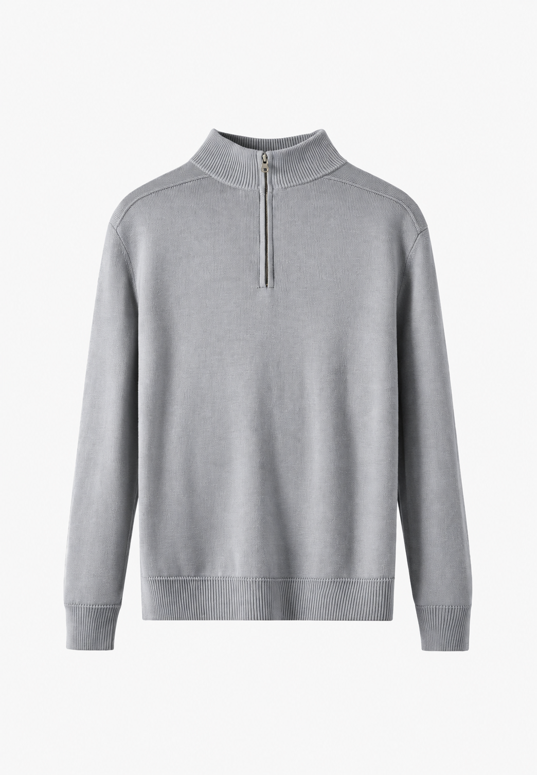 Herenpullover van merinowol met halve rits en hoge kraag - Florent