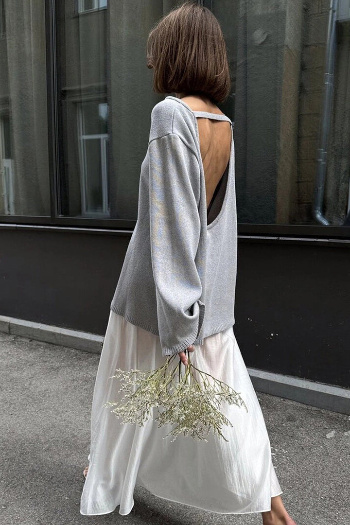 Oversized damestrui met open rug en lange mouwen - Mireya