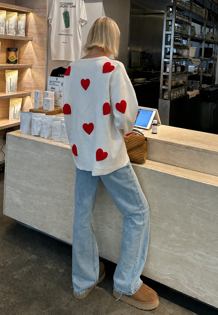 Oversized gebreide trui met hartjes - Barissa