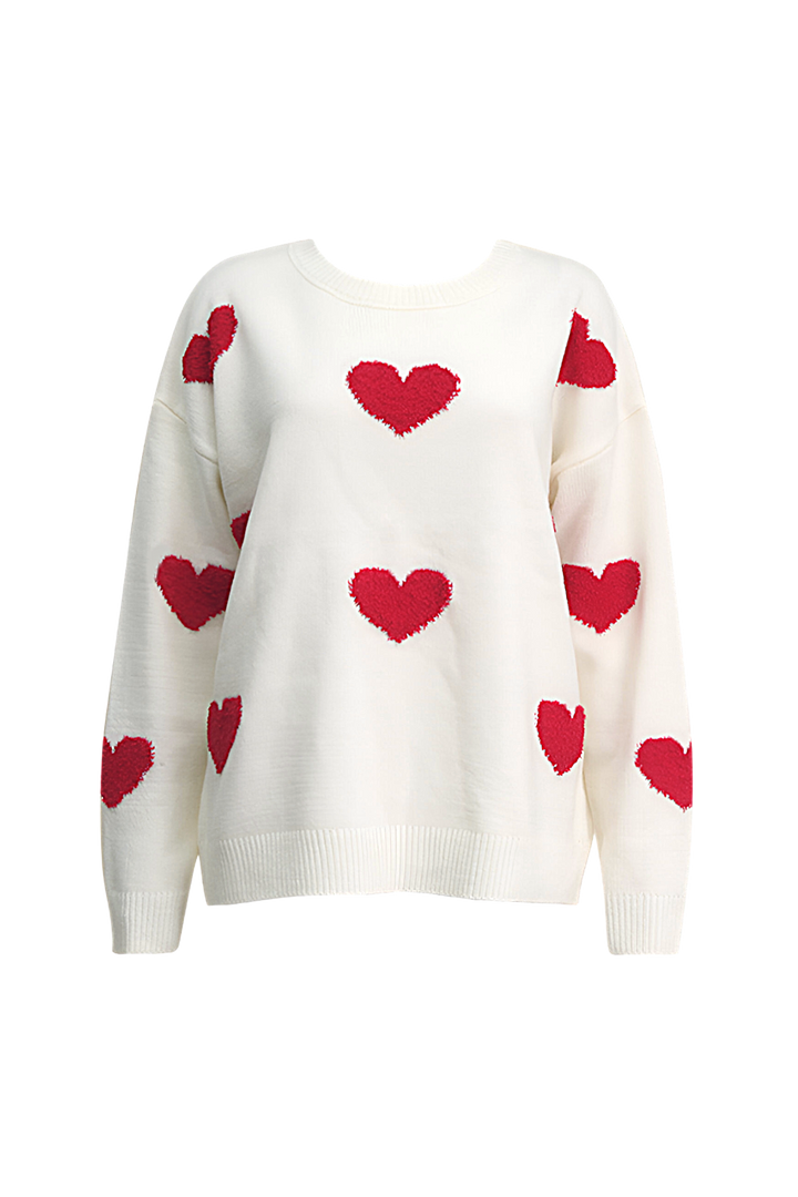 Oversized gebreide trui met hartjes - Barissa