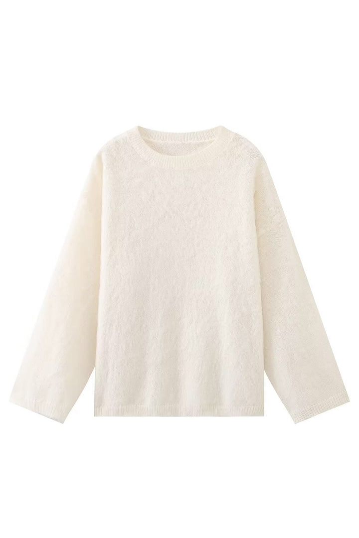 Oversized damessweater met ronde hals en afhangende schouders - Hanna