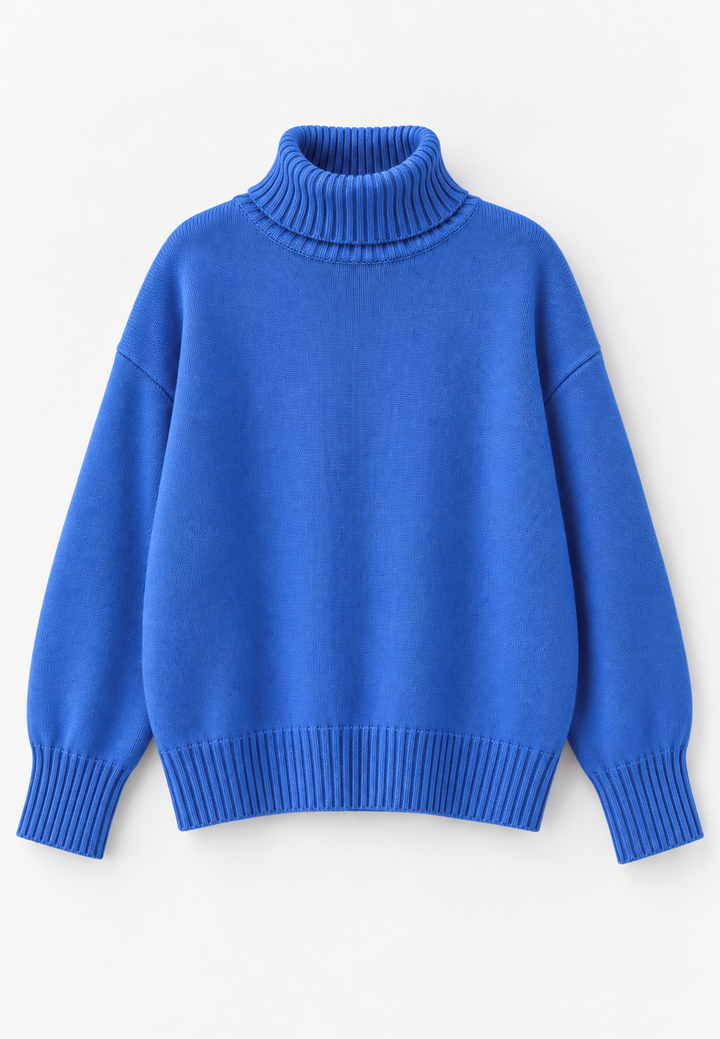 Oversized damestrui met col, verlaagde schouders en glad breisel - Eirwen