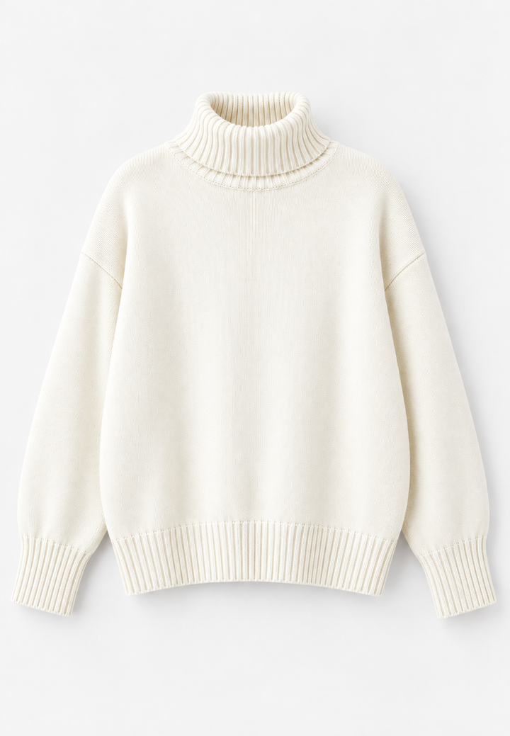 Oversized damestrui met col, verlaagde schouders en glad breisel - Eirwen