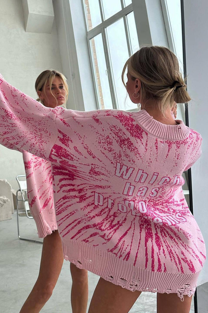 Oversized damestrui met grafische print en gescheurde details - Liora
