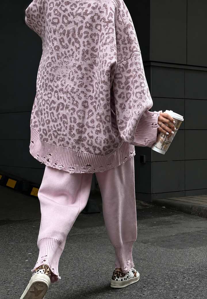 Oversized damestrui met grafische print en gescheurde details - Liora