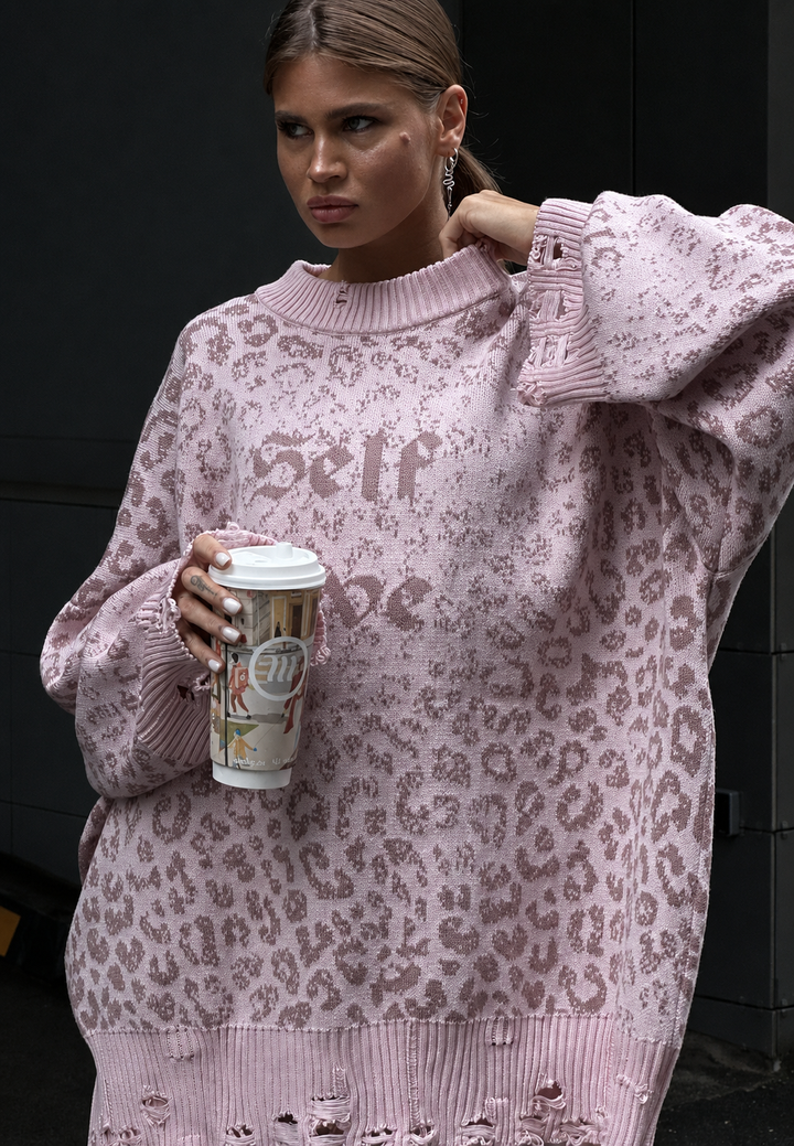 Oversized damestrui met grafische print en gescheurde details - Liora