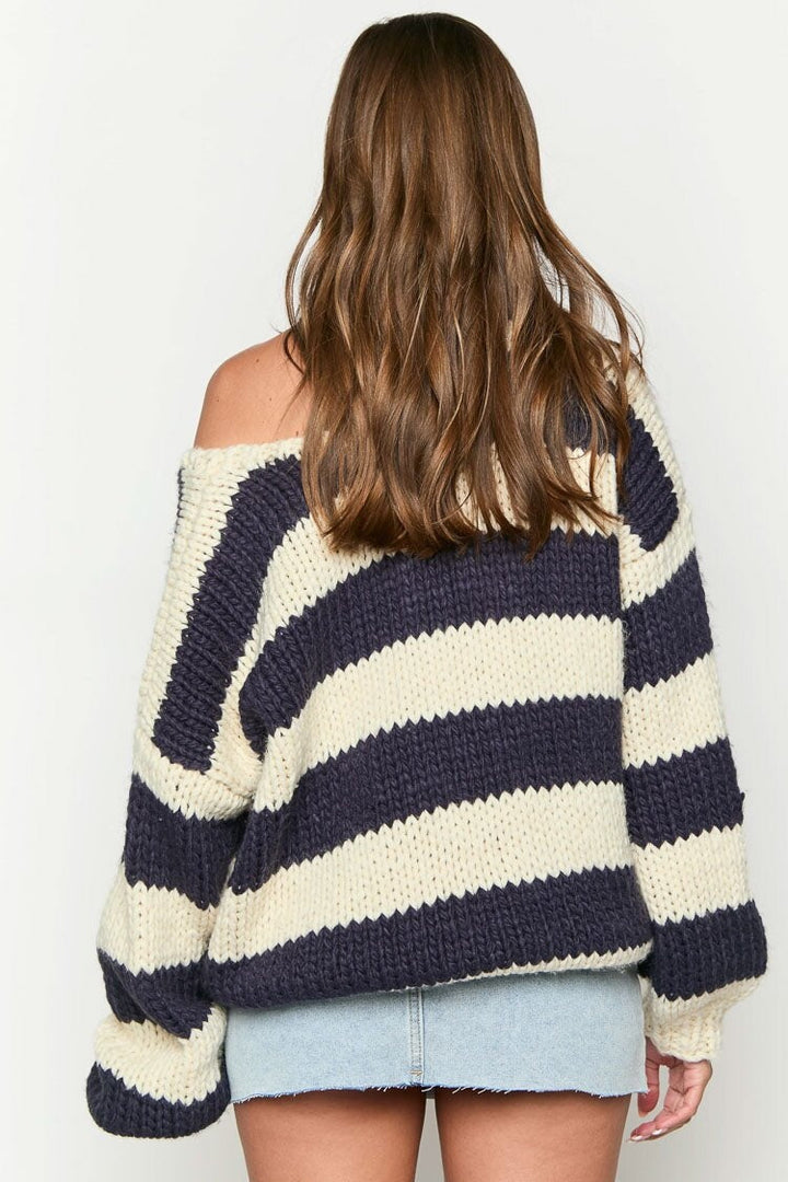 Oversized damestrui met strepen en blote schouders - Frida