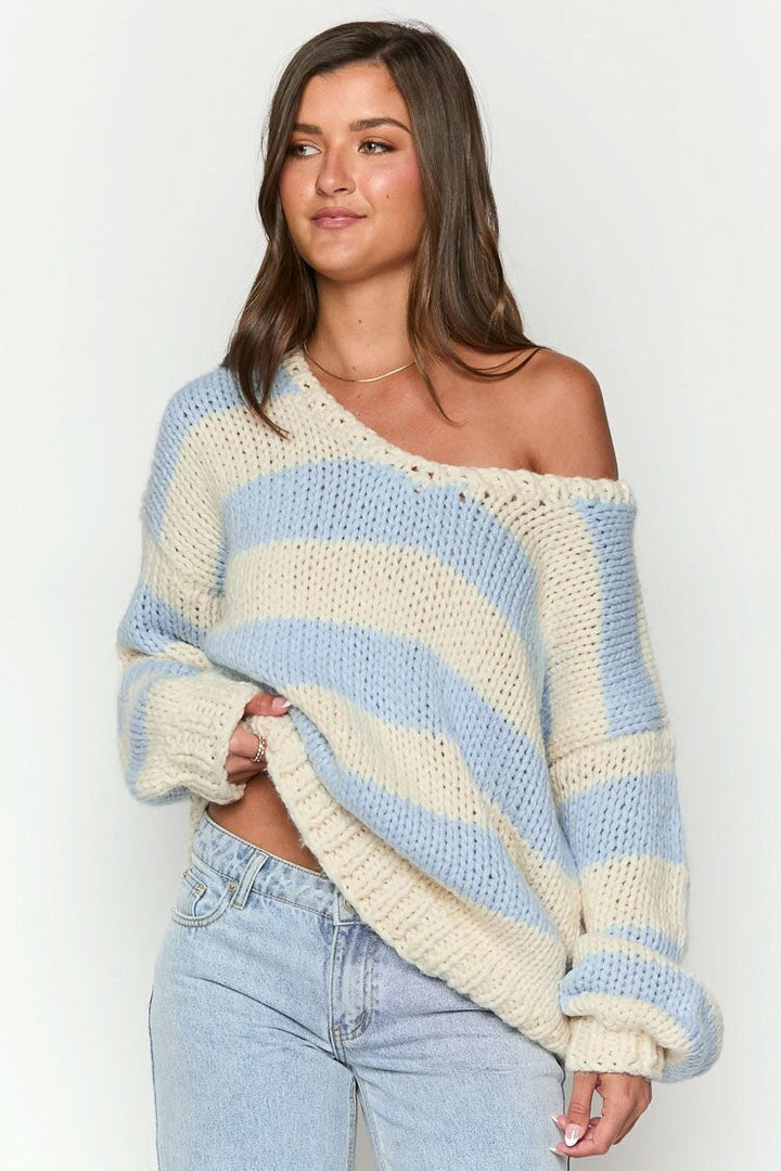 Oversized damestrui met strepen en blote schouders - Frida