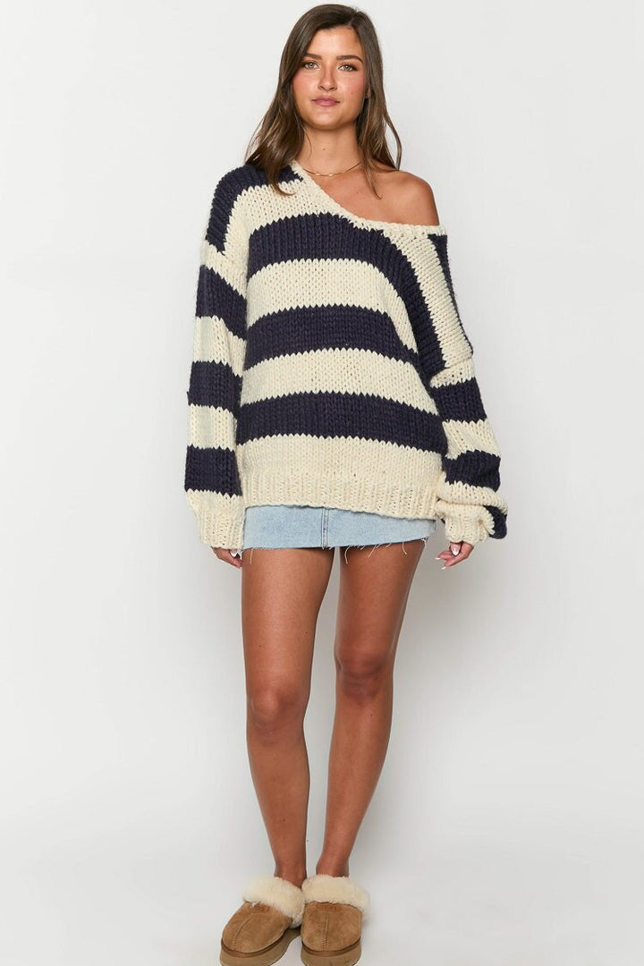 Oversized damestrui met strepen en blote schouders - Frida