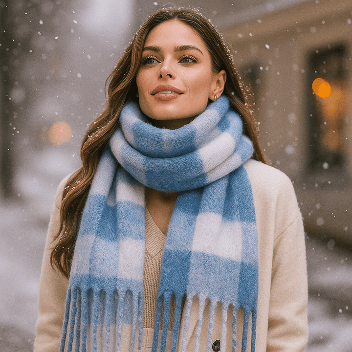 Geruite damessjaal met zacht en elegant effect - Karmin