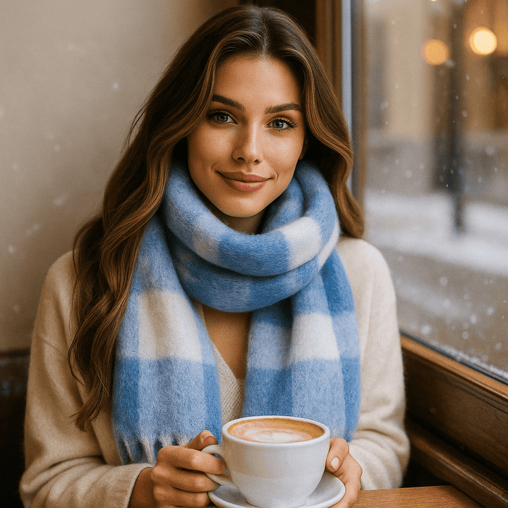 Geruite damessjaal met zacht en elegant effect - Karmin