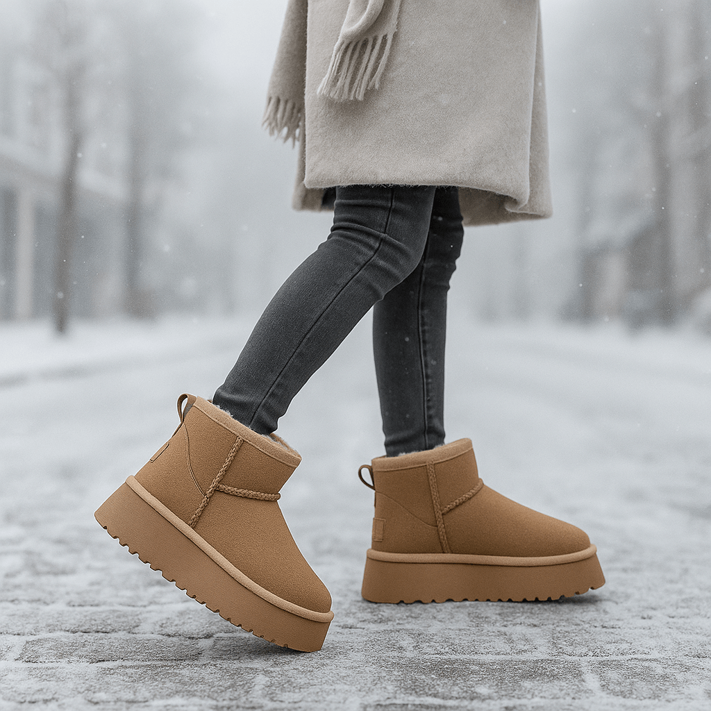 Enkellaarsjes met suède-effect voor dames - Nalvine