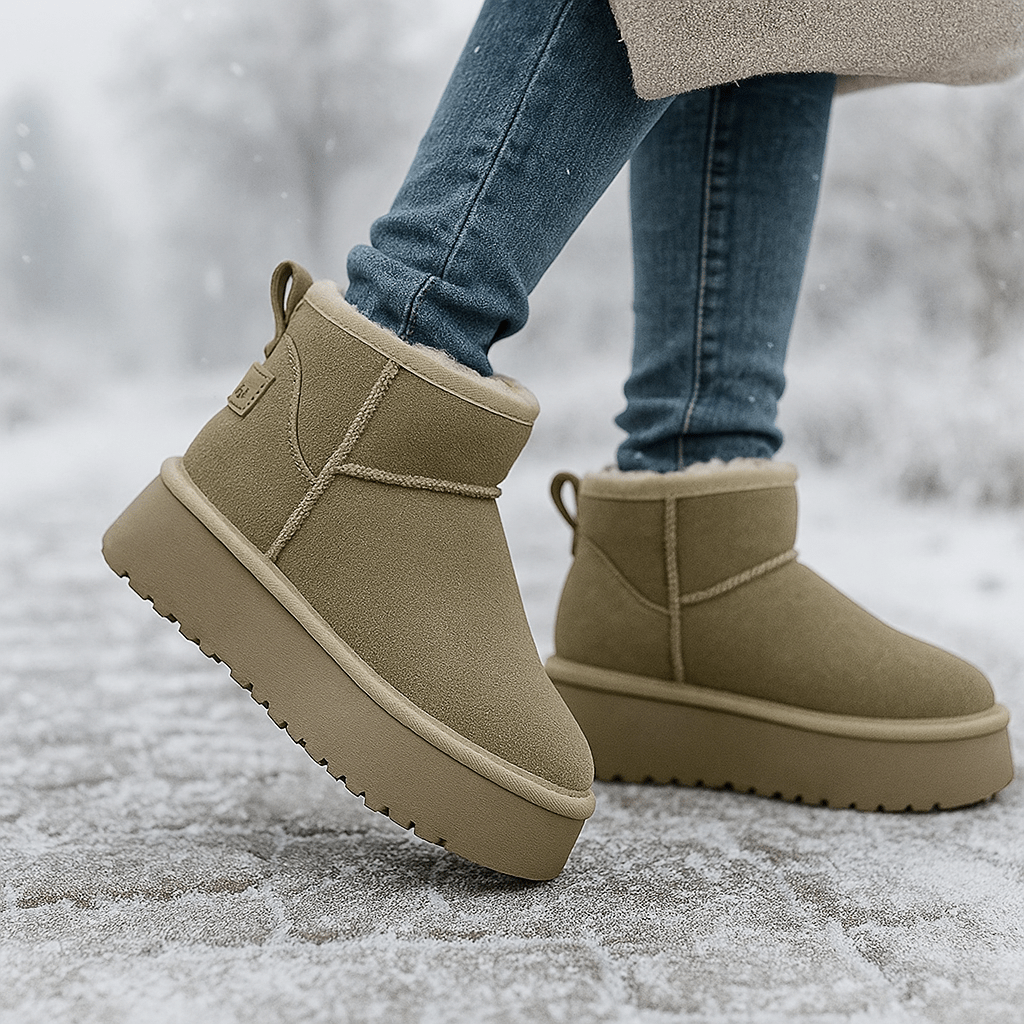 Enkellaarsjes met suède-effect voor dames - Nalvine