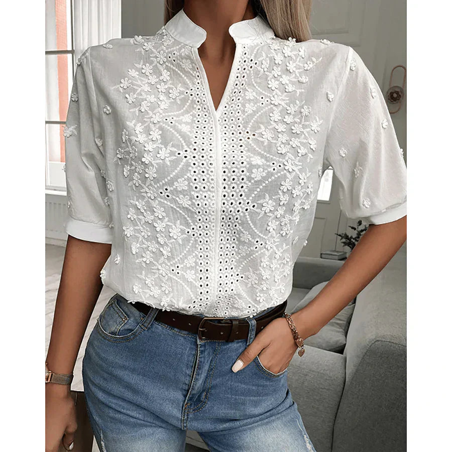Elena kanten blouse dames - Geraffineerd en romantisch