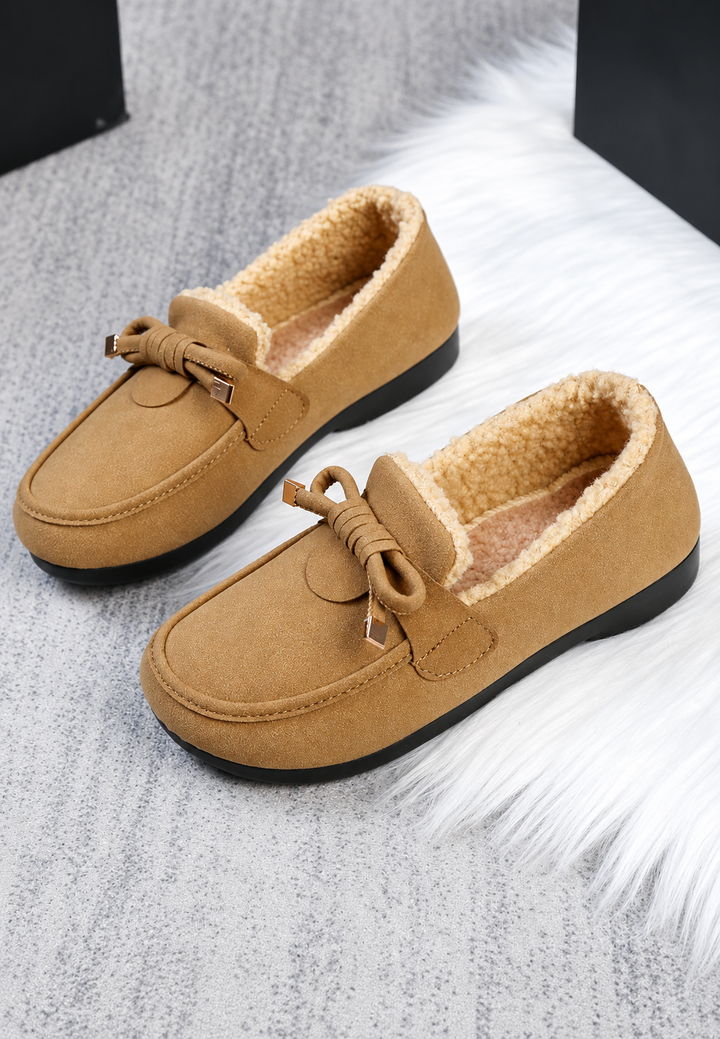 Mocassin dames met pluchen voering en decoratieve strik - Selma