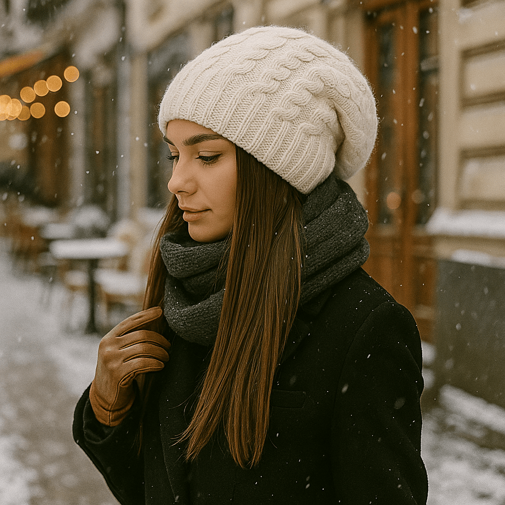 Damesmuts met grof gebreid effect - Serane