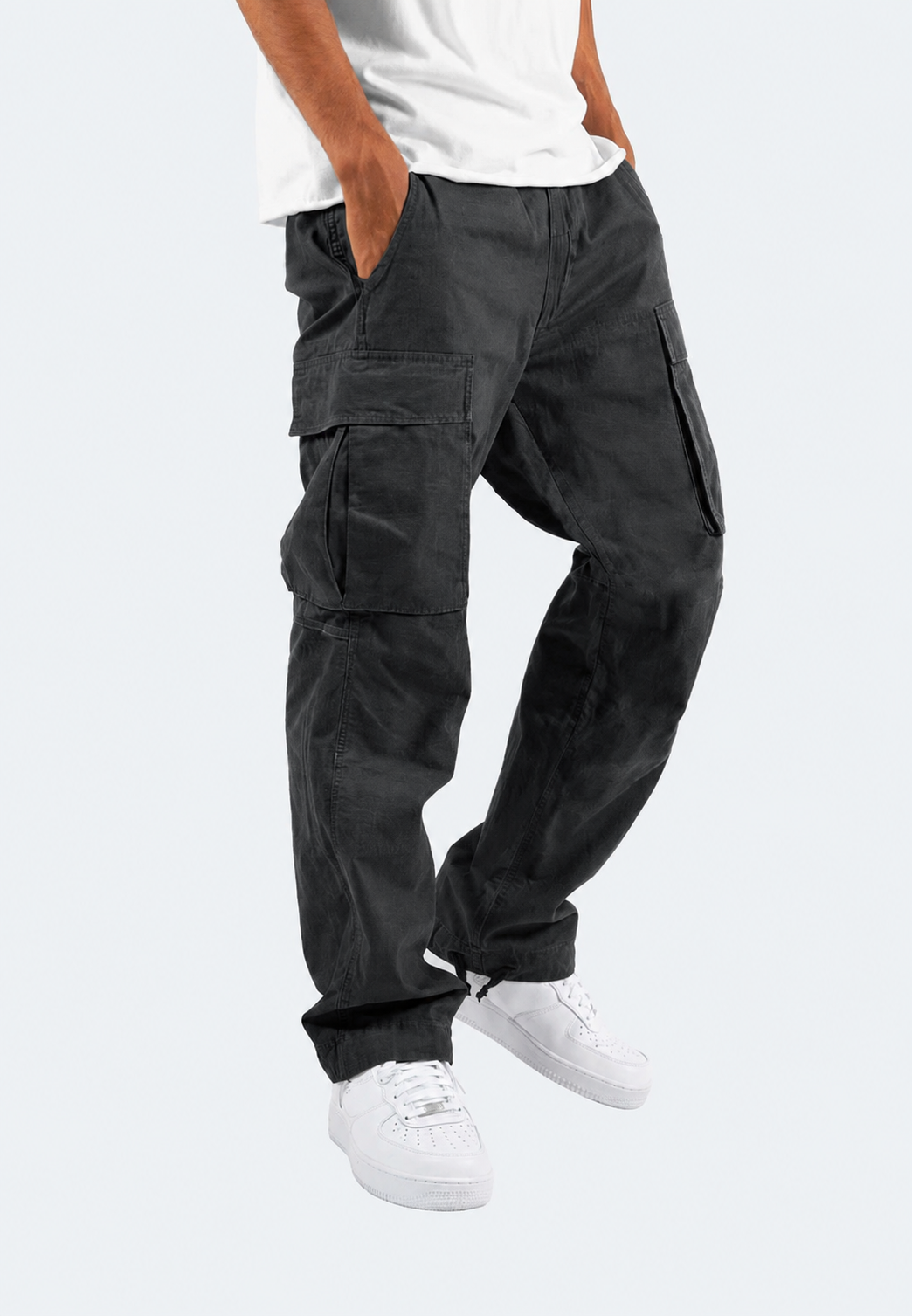 Cargo-broek voor heren, getailleerd model, zijzakken, verstelbare zoom - Hilbert