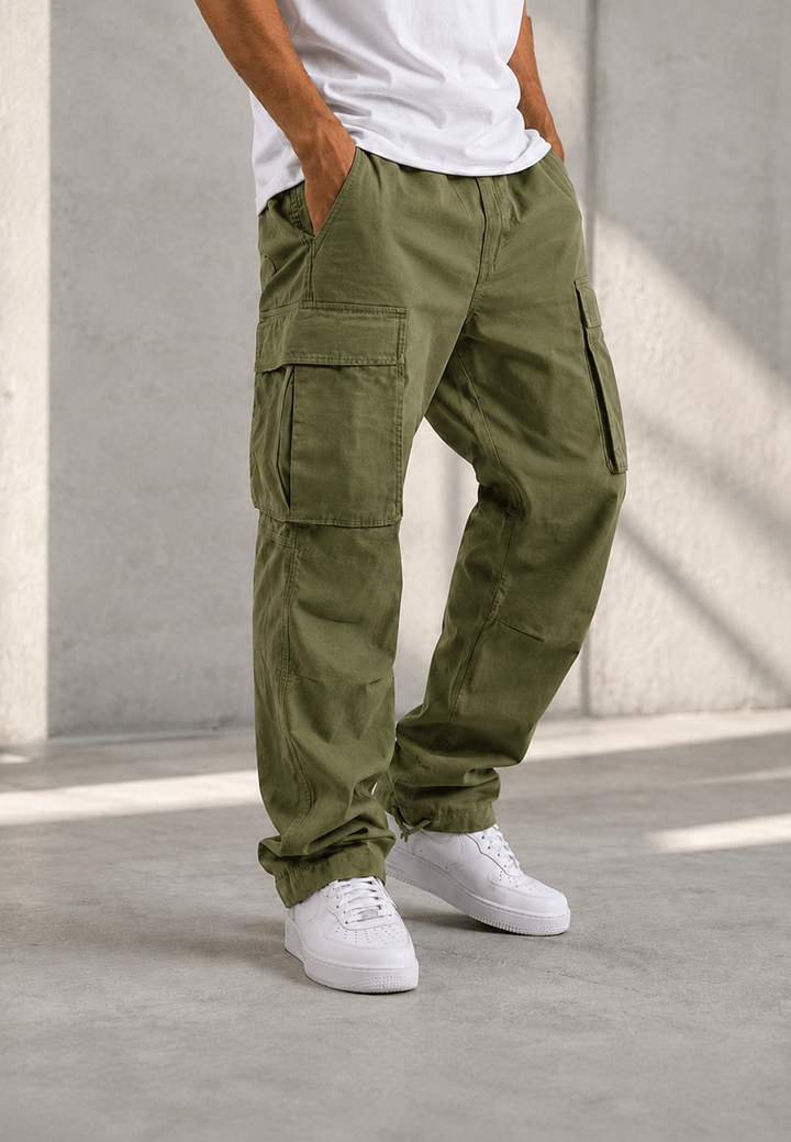 Cargo-broek voor heren, getailleerd model, zijzakken, verstelbare zoom - Hilbert