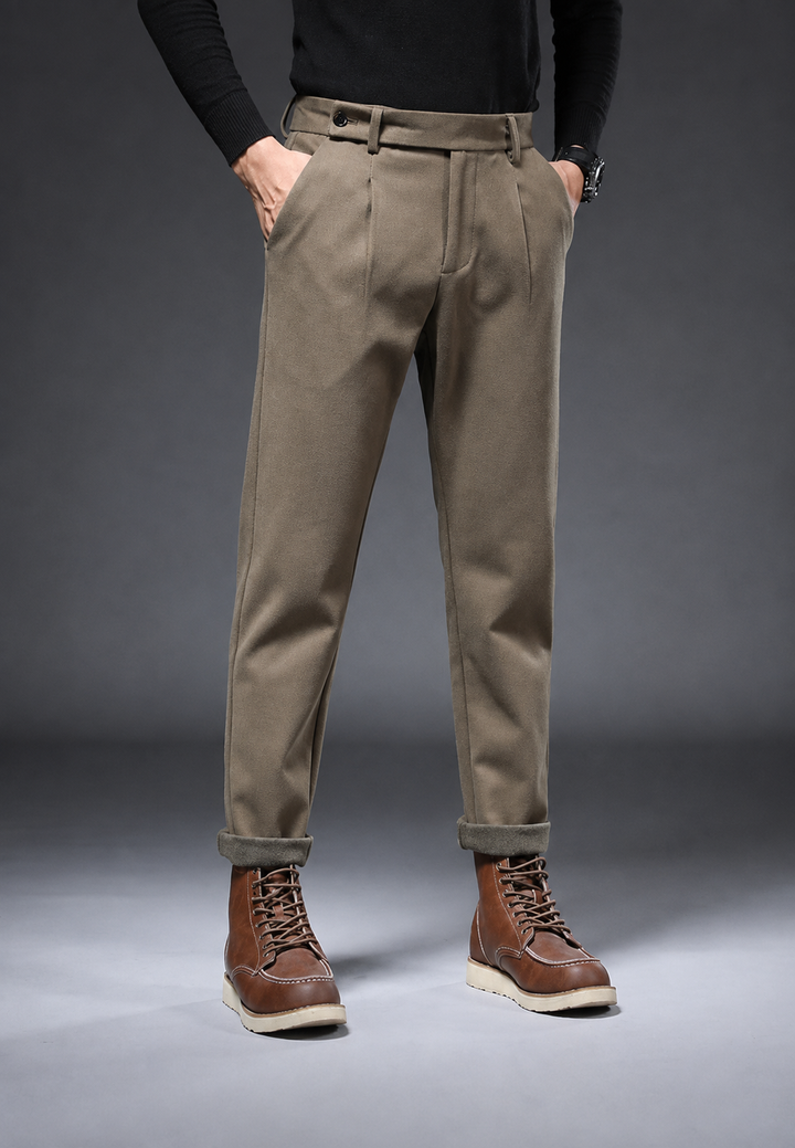 Casual broek met rechte pasvorm en plooien - Viktor
