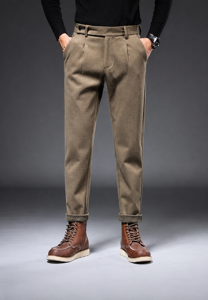 Casual broek met rechte pasvorm en plooien - Viktor