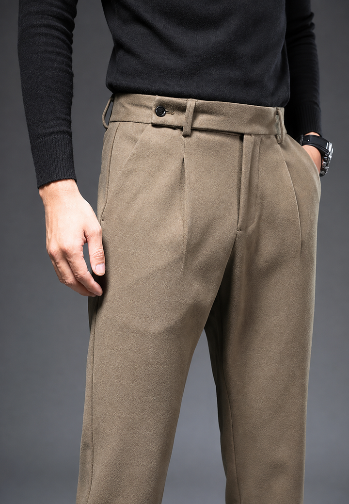 Casual broek met rechte pasvorm en plooien - Viktor