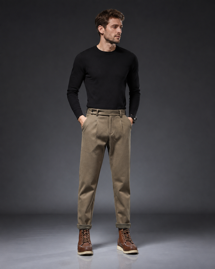 Casual broek met rechte pasvorm en plooien - Viktor