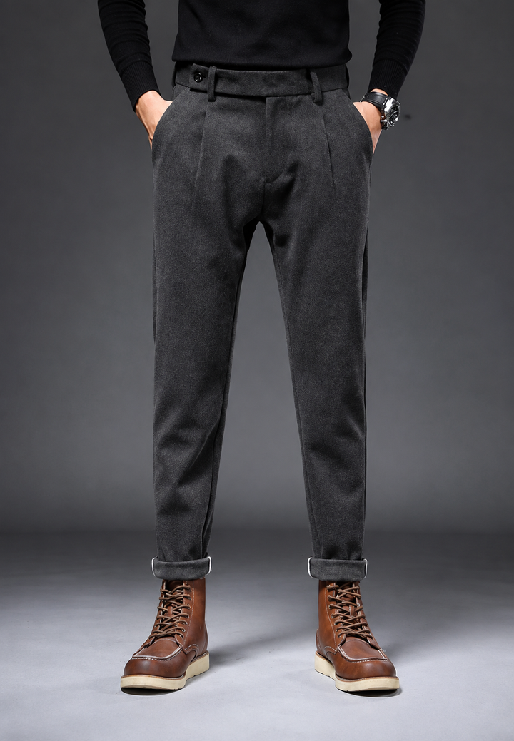 Casual broek met rechte pasvorm en plooien - Viktor