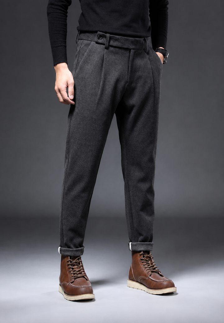 Casual broek met rechte pasvorm en plooien - Viktor