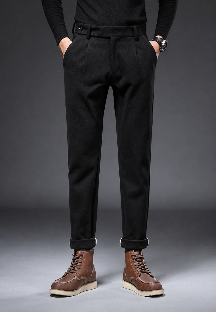 Casual broek met rechte pasvorm en plooien - Viktor