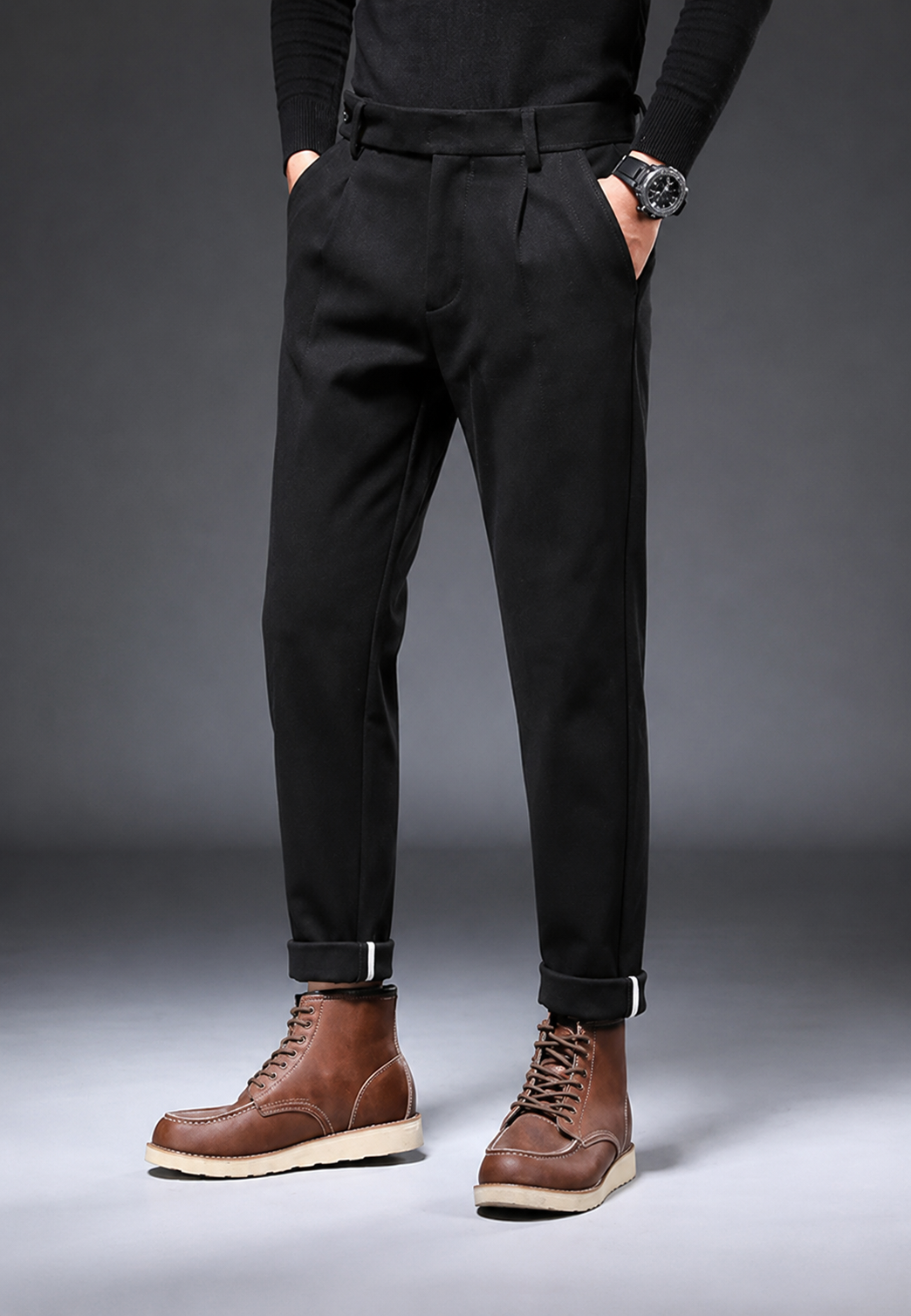 Casual broek met rechte pasvorm en plooien - Viktor