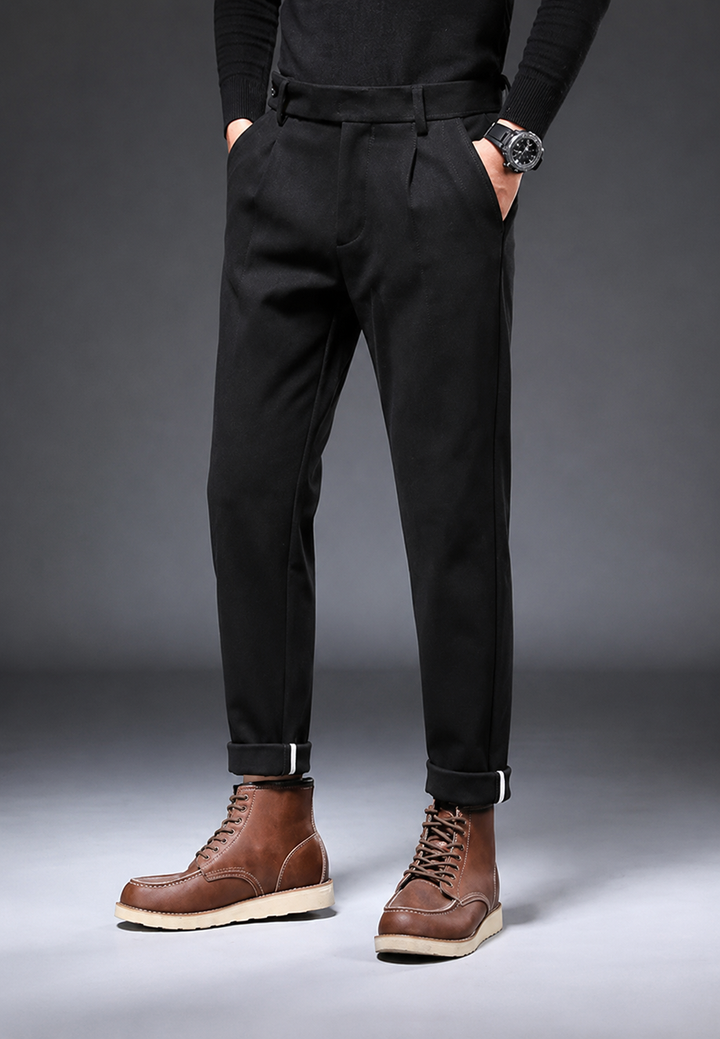 Casual broek met rechte pasvorm en plooien - Viktor