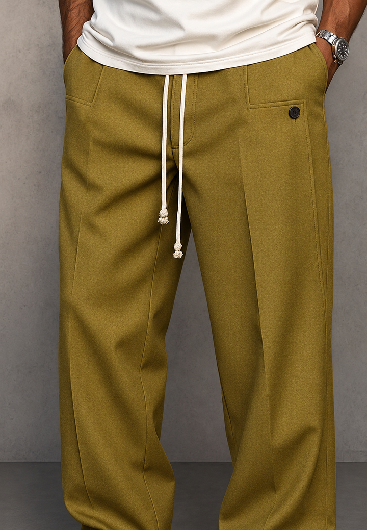 Herenbroek wide leg met plooien en verstelbare taille - Tavon