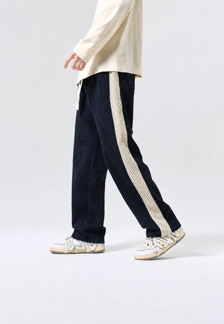 Joggingbroek heren in corduroy met wijde pijpen en zijbanden - Dorian