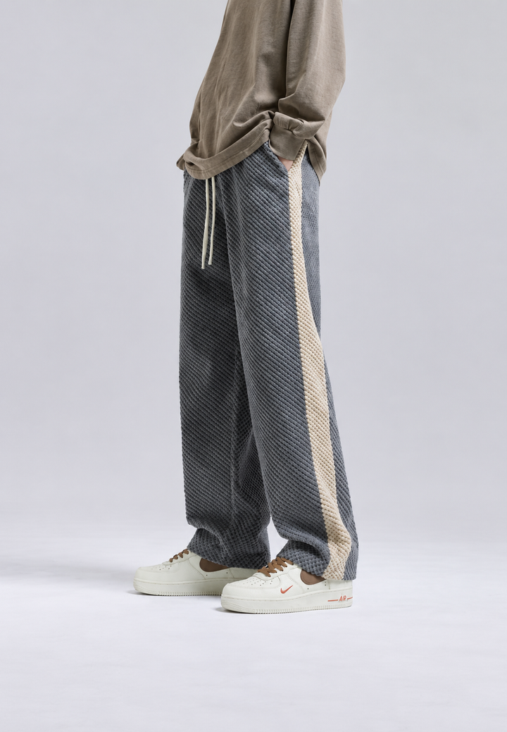 Joggingbroek heren in corduroy met wijde pijpen en zijbanden - Dorian