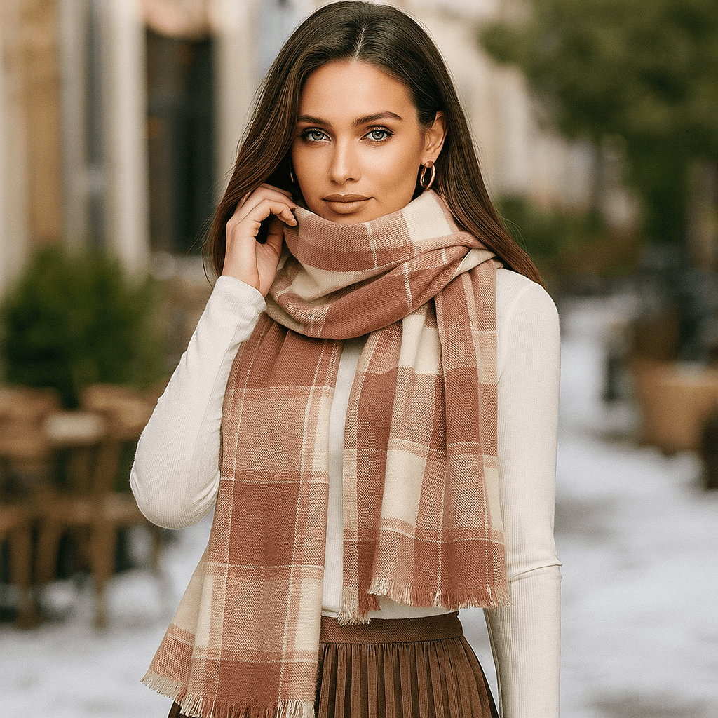 Geruite damessjaal, voelt zacht en elegant aan - Liora