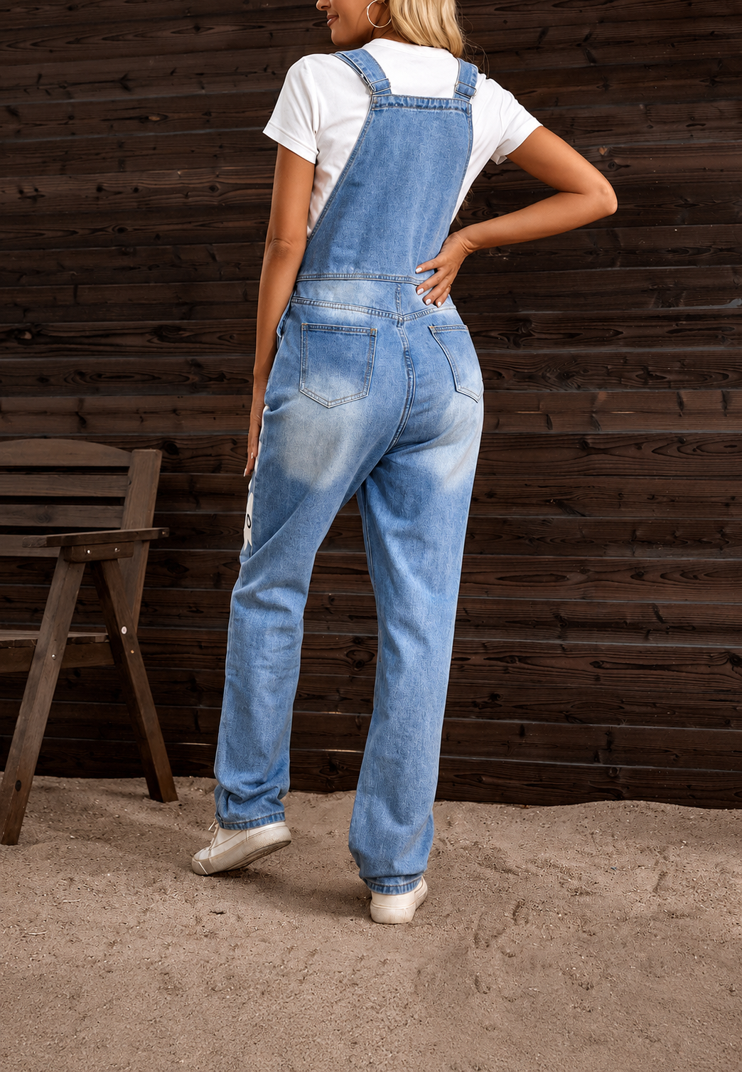 Denim overalls voor dames met bloemenprint - Wendy
