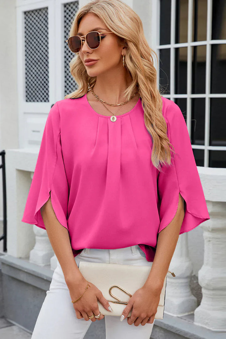 Clara blouse dames - plooien en gebloemde mouwen