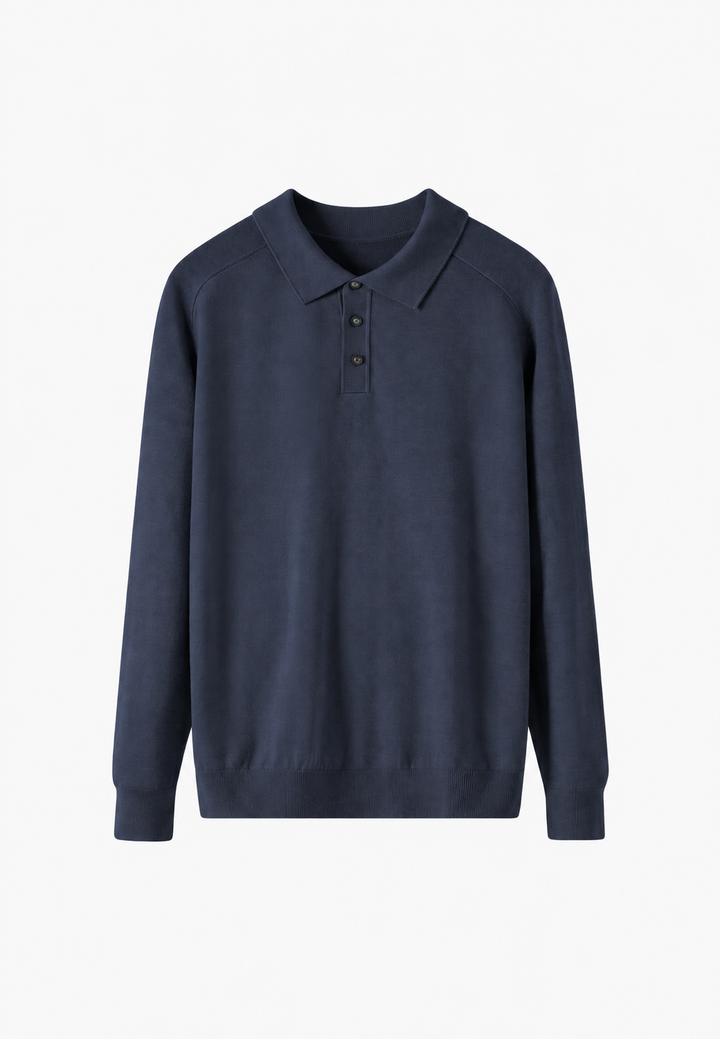 Gebreid poloshirt van een wolmix met open kraag - Gaël