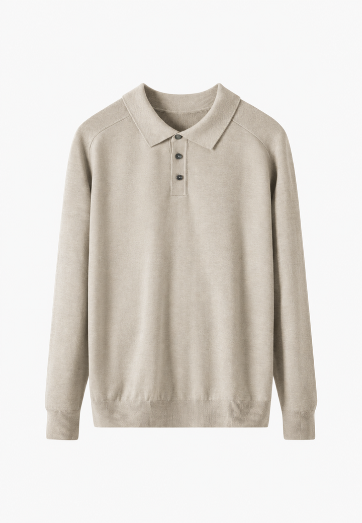 Gebreid poloshirt van een wolmix met open kraag - Gaël