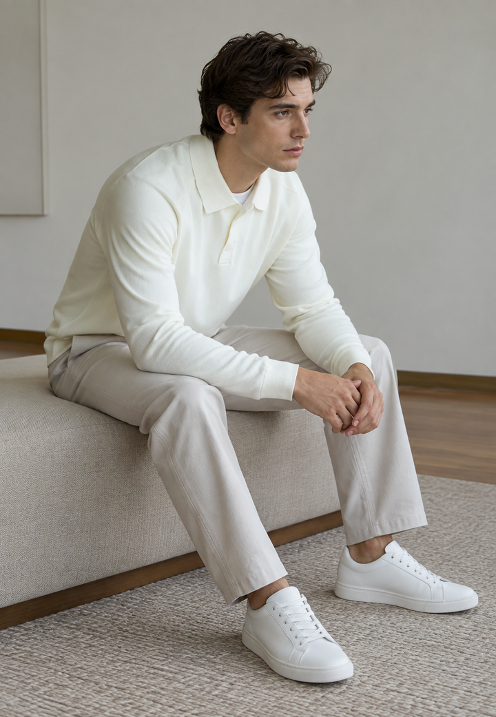 Gebreid poloshirt van een wolmix met open kraag - Gaël