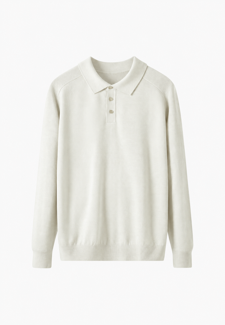 Gebreid poloshirt van een wolmix met open kraag - Gaël