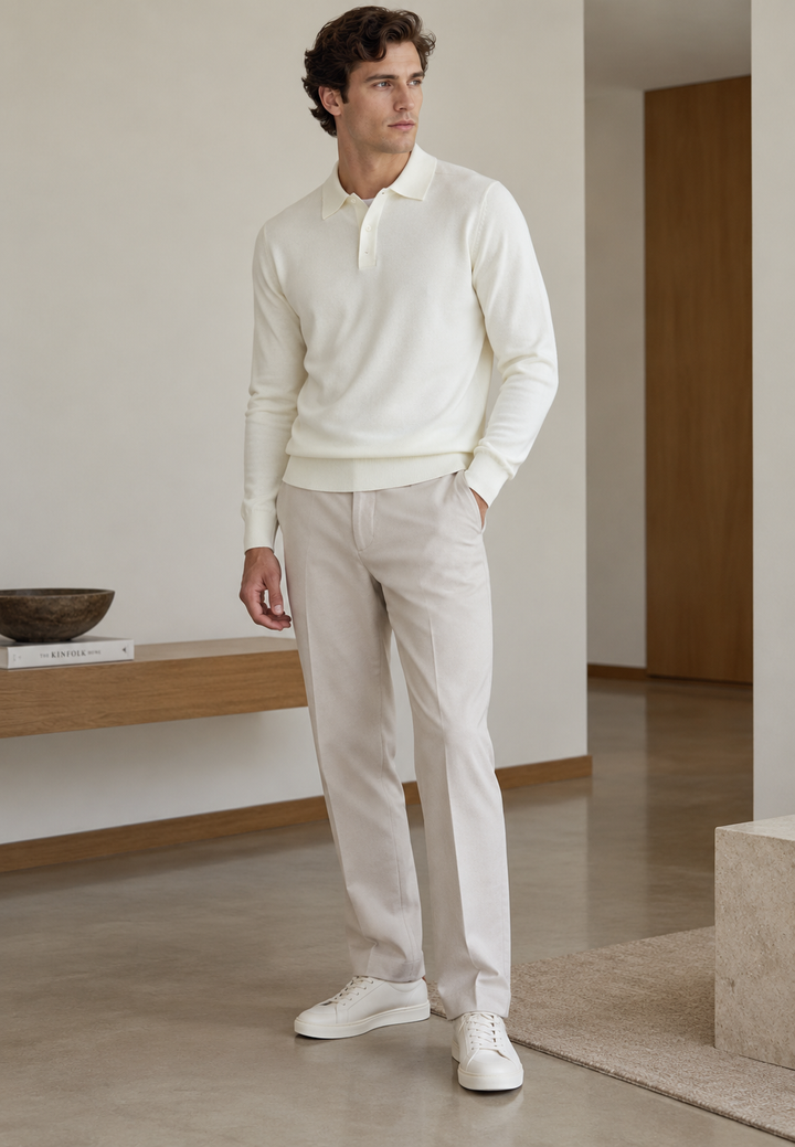 Gebreid poloshirt van een wolmix met open kraag - Gaël
