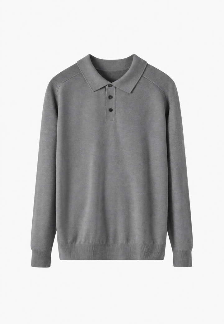 Gebreid poloshirt van een wolmix met open kraag - Gaël