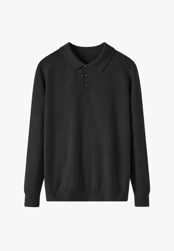 Gebreid poloshirt van een wolmix met open kraag - Gaël