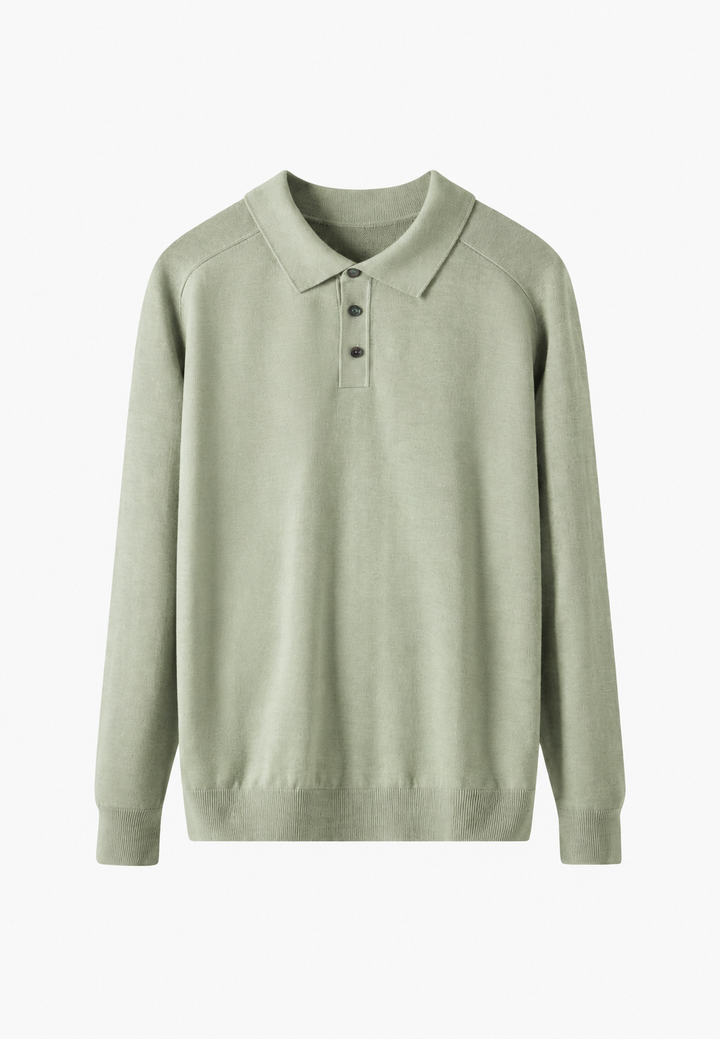 Gebreid poloshirt van een wolmix met open kraag - Gaël