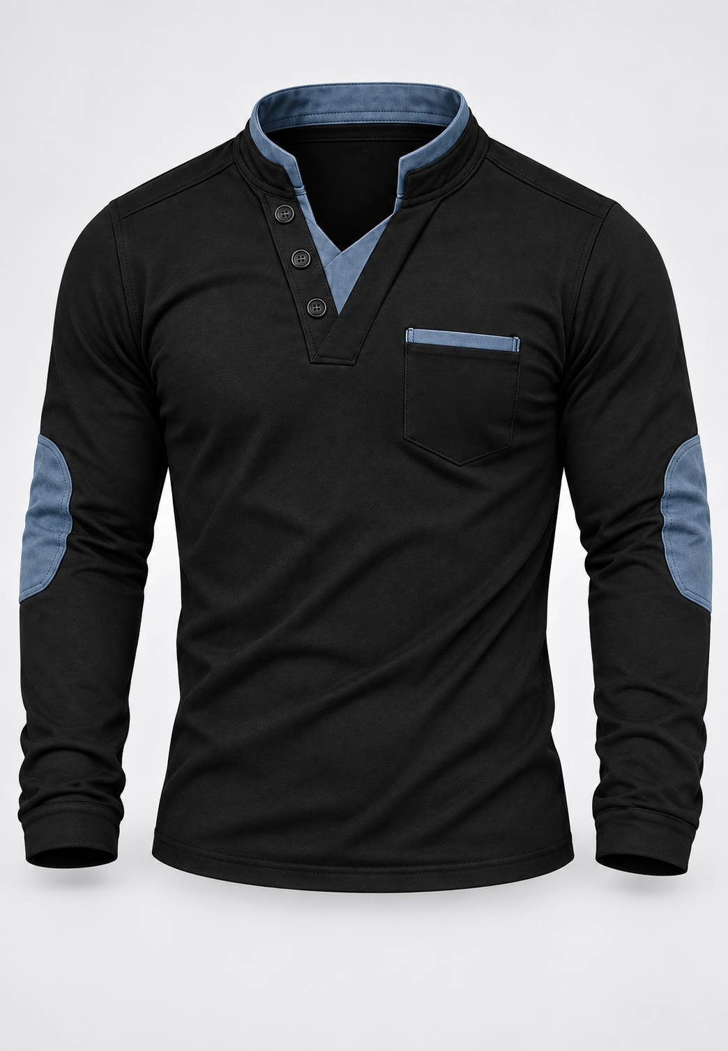 Herenpolo met lange mouwen, maokraag en contrastdetails - Corvin