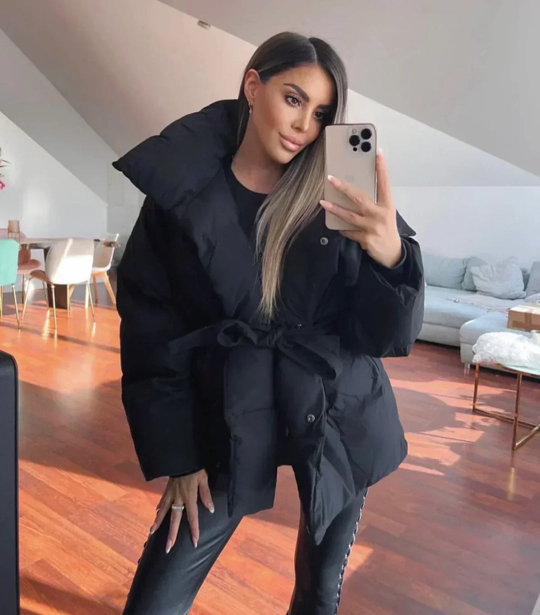 Gewatteerde jas met riem - Astrid