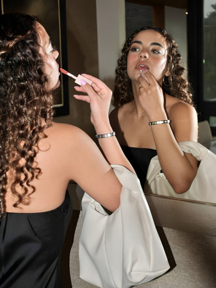 Dames hobo tas rond handvat synthetisch leer modern ontwerp - Mauve